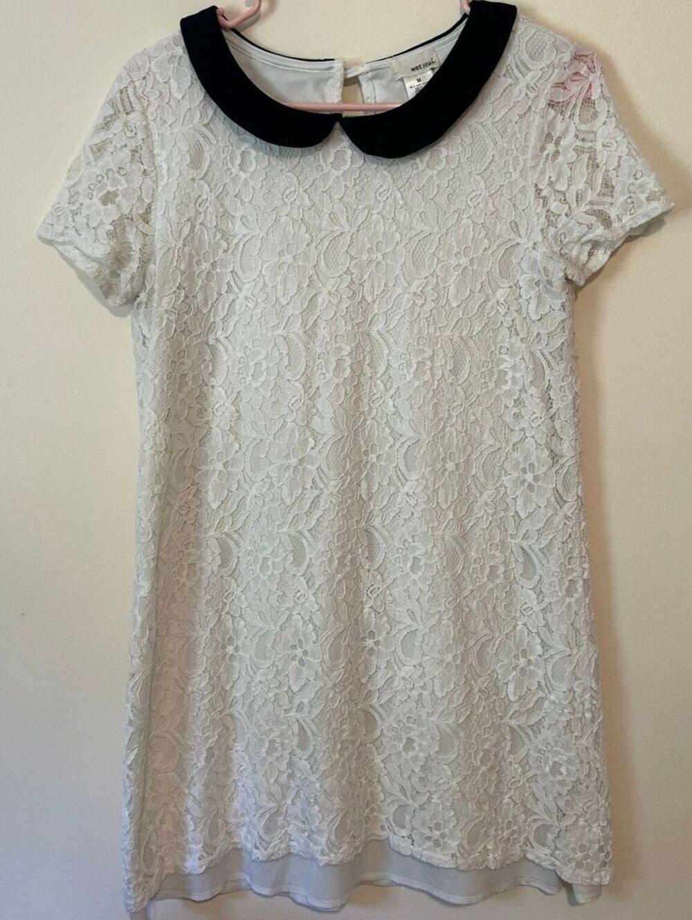 Vintage Wet Seal White Lace Peter Pan Collar Mini Dress Medium Twee